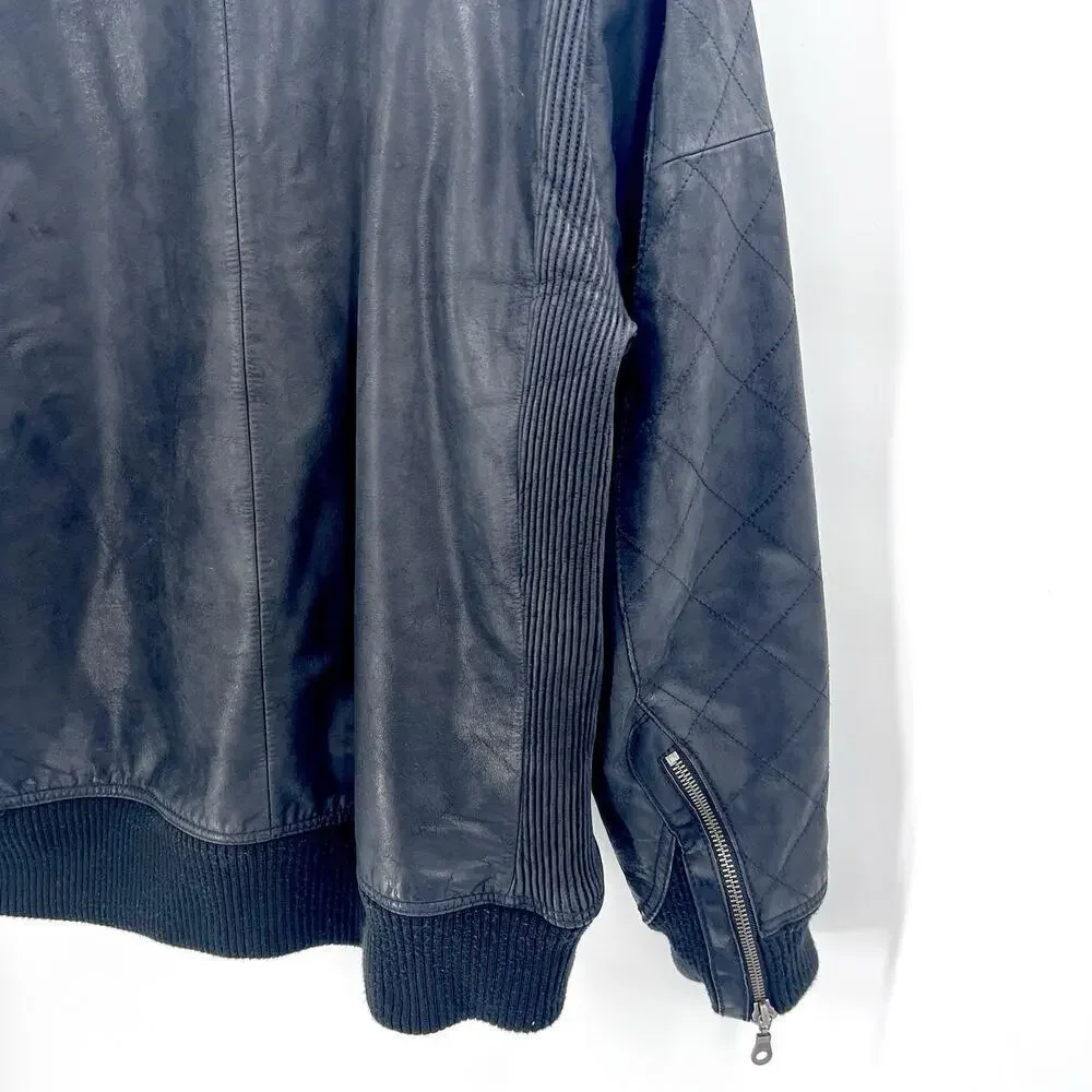Vintage Rare Air Jordan Black Buffalo Leather Motorcycle Jacket Mens 3X